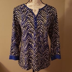Blue/black Zebra print Blouse